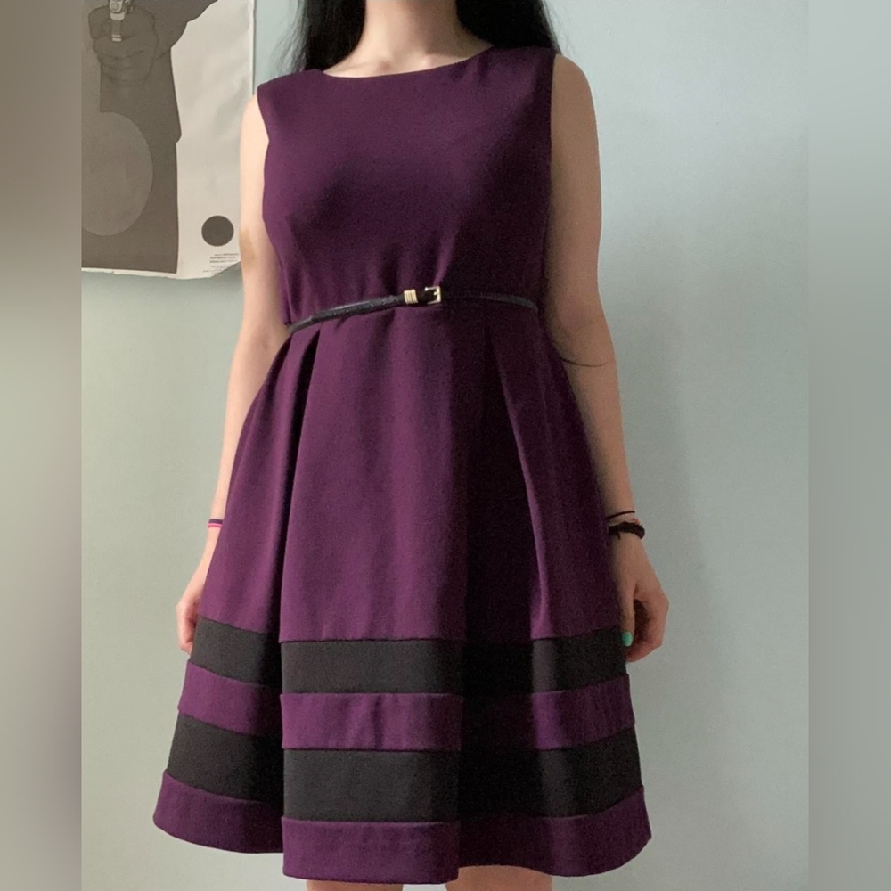 Calvin Klein Deep Purple A Line Dress Size 14 W